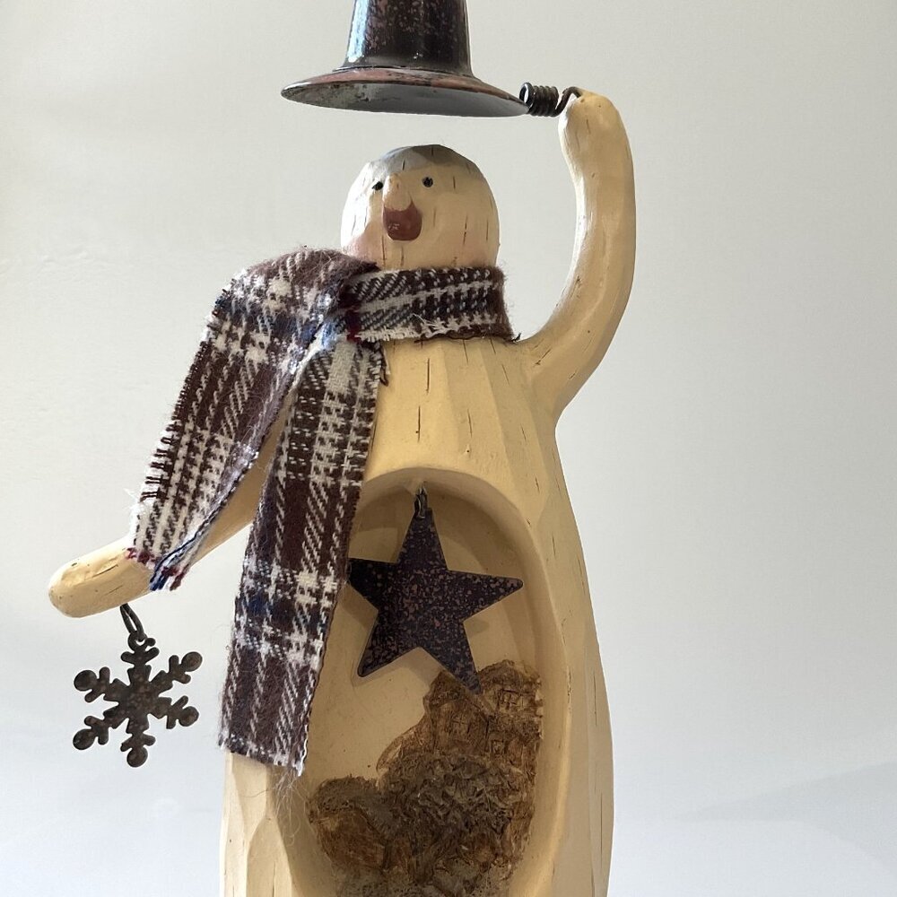 SNOWMAN FIGURINE HOLIDAY CHRISTMAS WINTER 10" VINTAGE
